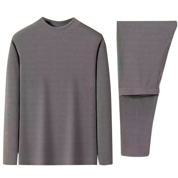 Conjuntos de ropa interior térmica para hombre, ropa interior y pantalones casuales de manga larga, de alta elasticidad, que mantienen el calor, de poliéster, tops y pantalones.