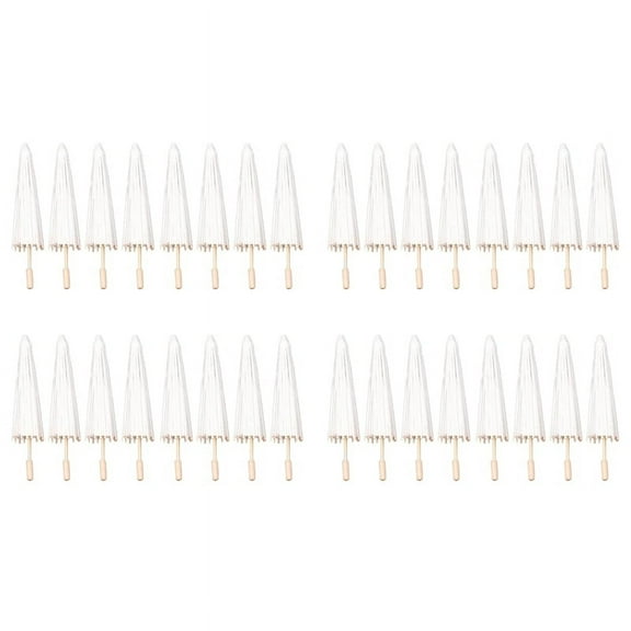 32PCS Paper Parasol Wedding Umbrella Favor 40cm Bamboo Umbrellas for Bridal Shower Centerpieces Photo Props