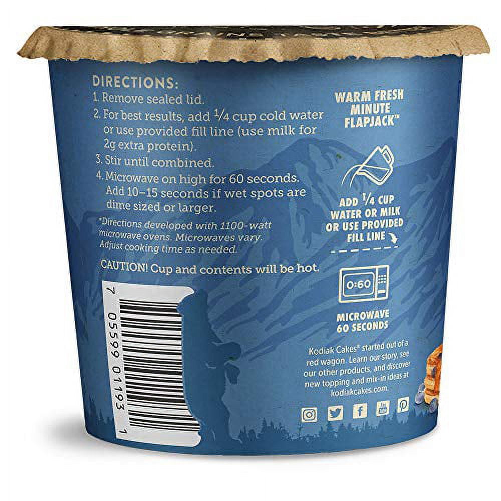 Kodiak Cakes Protein Pancake Flapjack Power Cup - Blueberry and Maple Pancake Cups - Pancake Mix Just Add Water for Easy to Prepare Breakfast on the Go Cups, 2.16oz (Pack of 12)