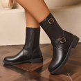 thumbnail image 6 of SAWOBUUN Womens Mid Calf Boots Vintage Low Heel Round Toe Faux Leather Comfortable Non-Slip Boots with Side Zipper, 6 of 8
