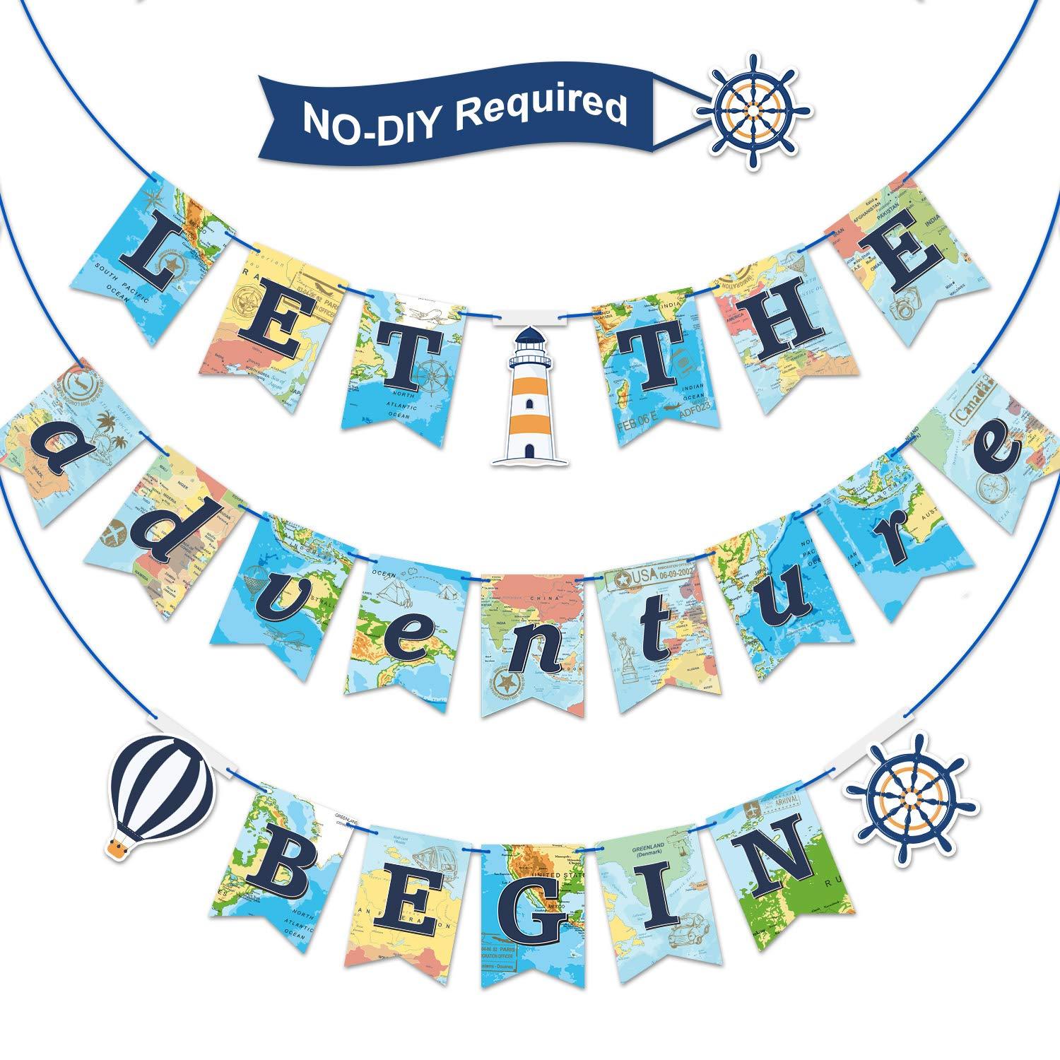 Let The Adventure Begin Banner Travel Bon Voyage Banner Travel Themed 