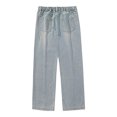 thumbnail image 4 of MHFRRA Baggy Jeans Men Men's Casual Denim Pants Old Washed Semi Elastic Jeans Loose Texture Embroidery Straight Pants Size XXXL, 4 of 4