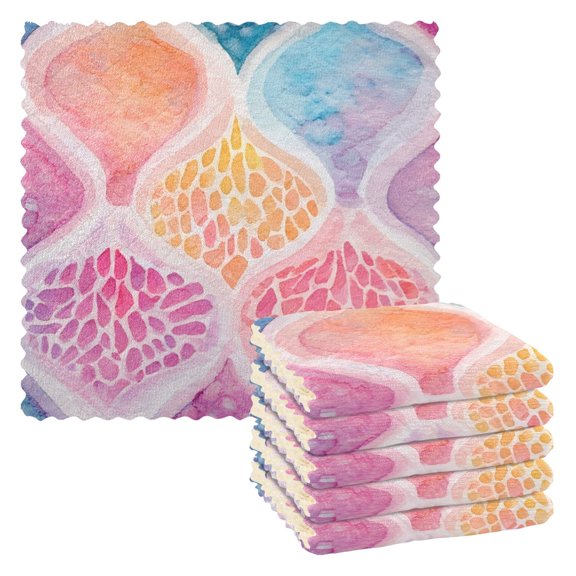 6 Pieces of Kitchen Towels 11x11Inch Kitchen Dish Cloths Kitchen Dish Towels Reuseable Cleaning Cloths Colorful Pattern