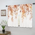 thumbnail image 4 of Orange Eucalyptus Leaves Kitchen Curtains Short Small Autumn Fall Rustic Flower Watercolor Plant Floral Rod Pocket Wood Botanical Bedroom Living Room Treatment Fabric 2 Panels 27.5Wx39H Inch, 4 of 5