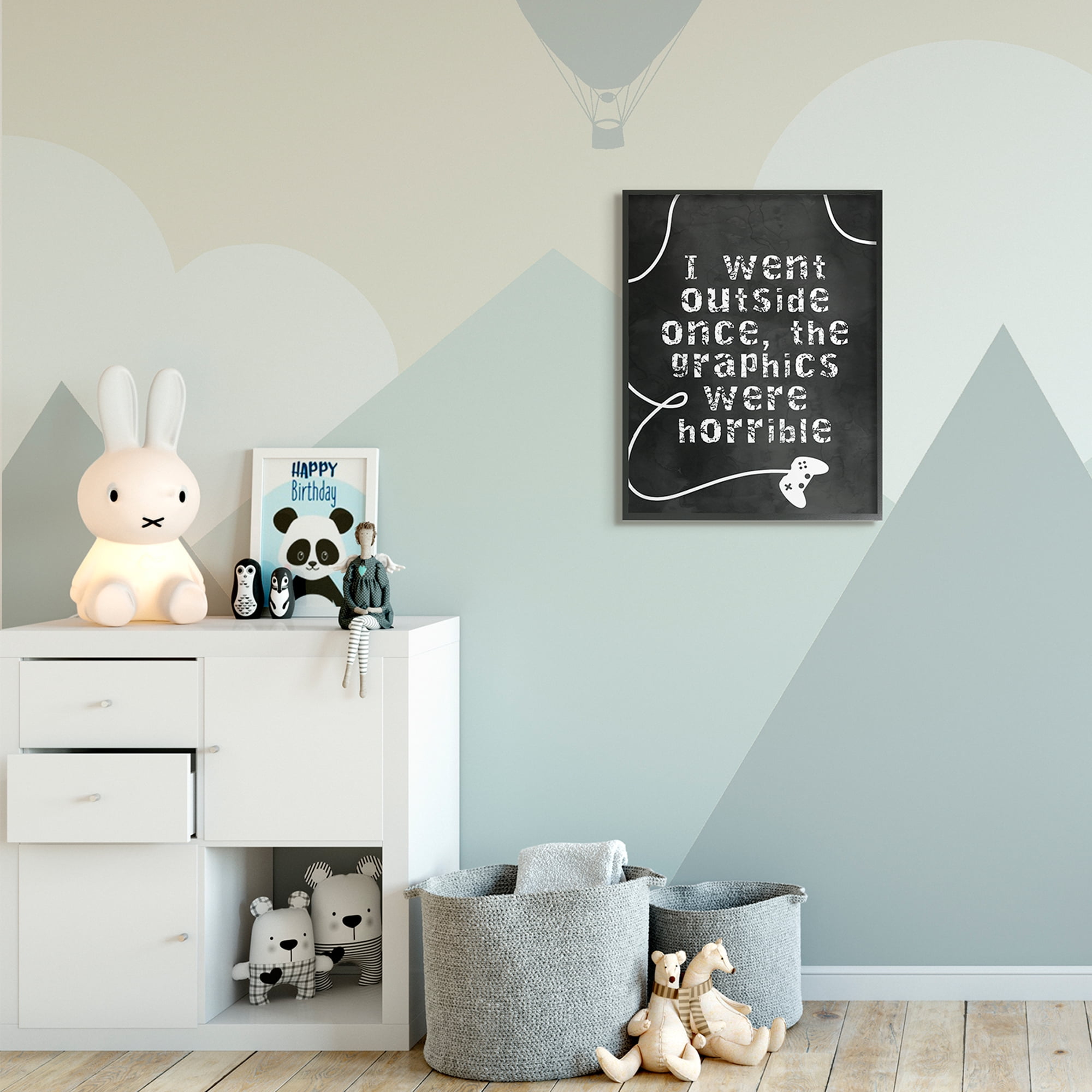 Stupell Industries Outside Graphics Were Horrible Phrase Gamer Humor Abstract Painting Black Framed Art Print Wall Art, 24 x 30