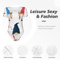 thumbnail image 4 of Saiise Grenouillère à Manches Courtes pour Femmes à Motif de Jolis Gnomes d'École, Pyjama à Col Rond, Justaucorps Extensible avec Fermeture à Boutons-Pression - X-Grand, 4 of 7