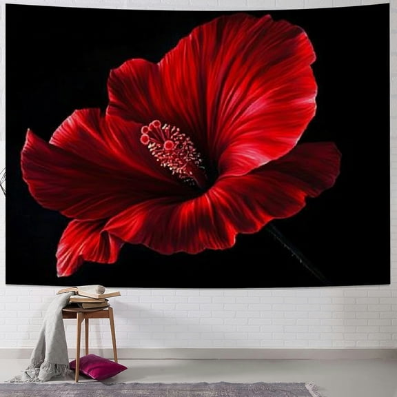 BCIIG Red Flower Tapestry Wall Hanging Unique Style Graphic Tapestries Home Wall Decor Art for Living Room Bedroom Apartment Farmhouse Dorm 40x30inch