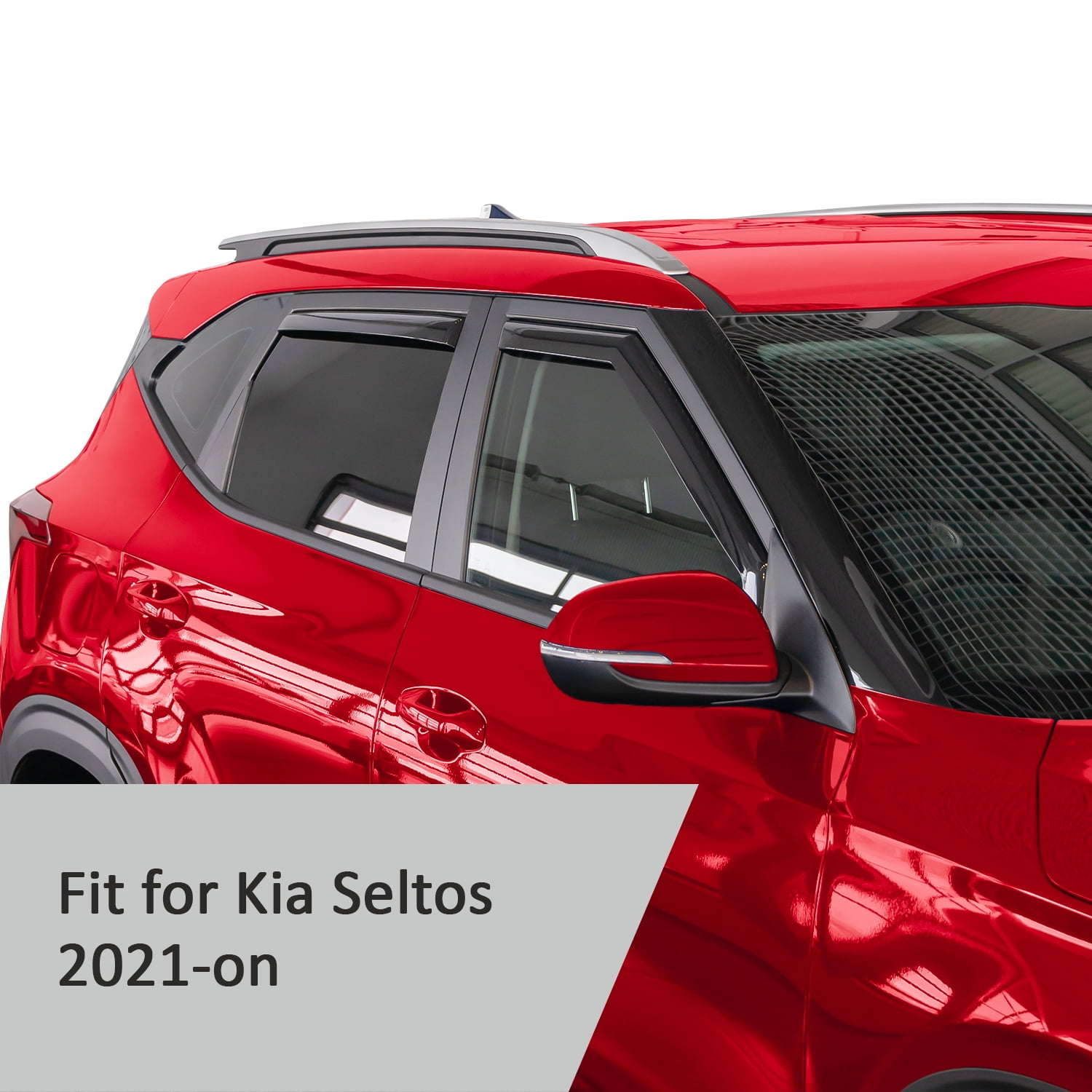 Voron Glass in-Channel Extra Durable Rain Guards for Kia Seltos 2021-2026, Window Deflectors, Vent Window Visors, 4 Pieces - 200313
