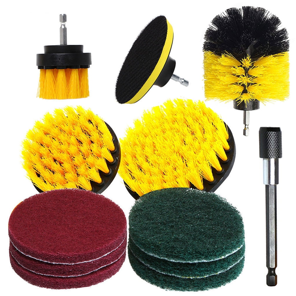 11pc Electric Power Scrub Drill Brush Scrubber Set Cleaning Kit Tile  Combo Tool 