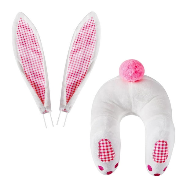 Kit de corona con orejas y trasero de conejito de Pascua, accesorio para corona para el Día de Acción de Gracias (DIY). Tela escocesa rosa