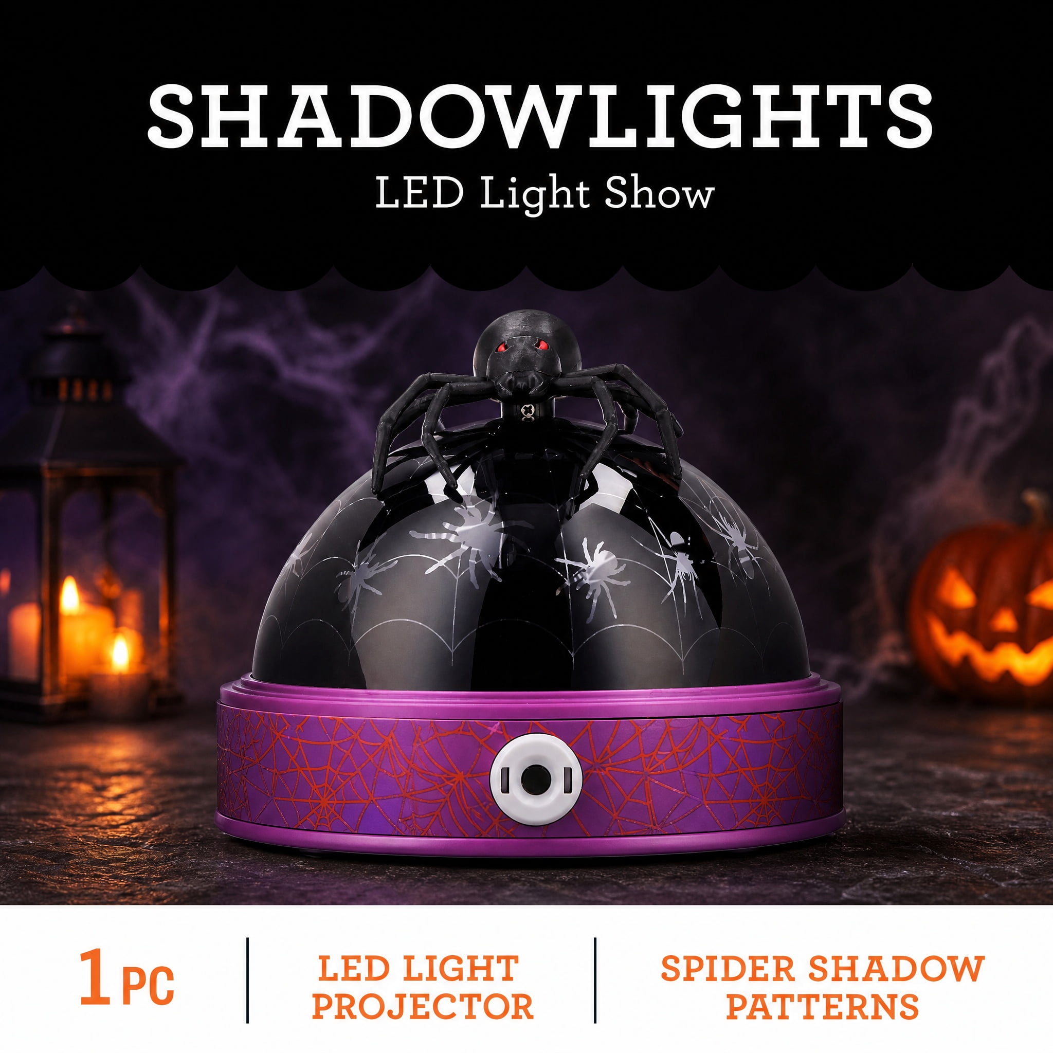 Halloween Light Show Illuminations Shadow Lights With Topper Haunting Spider Projection Light (White/Red)