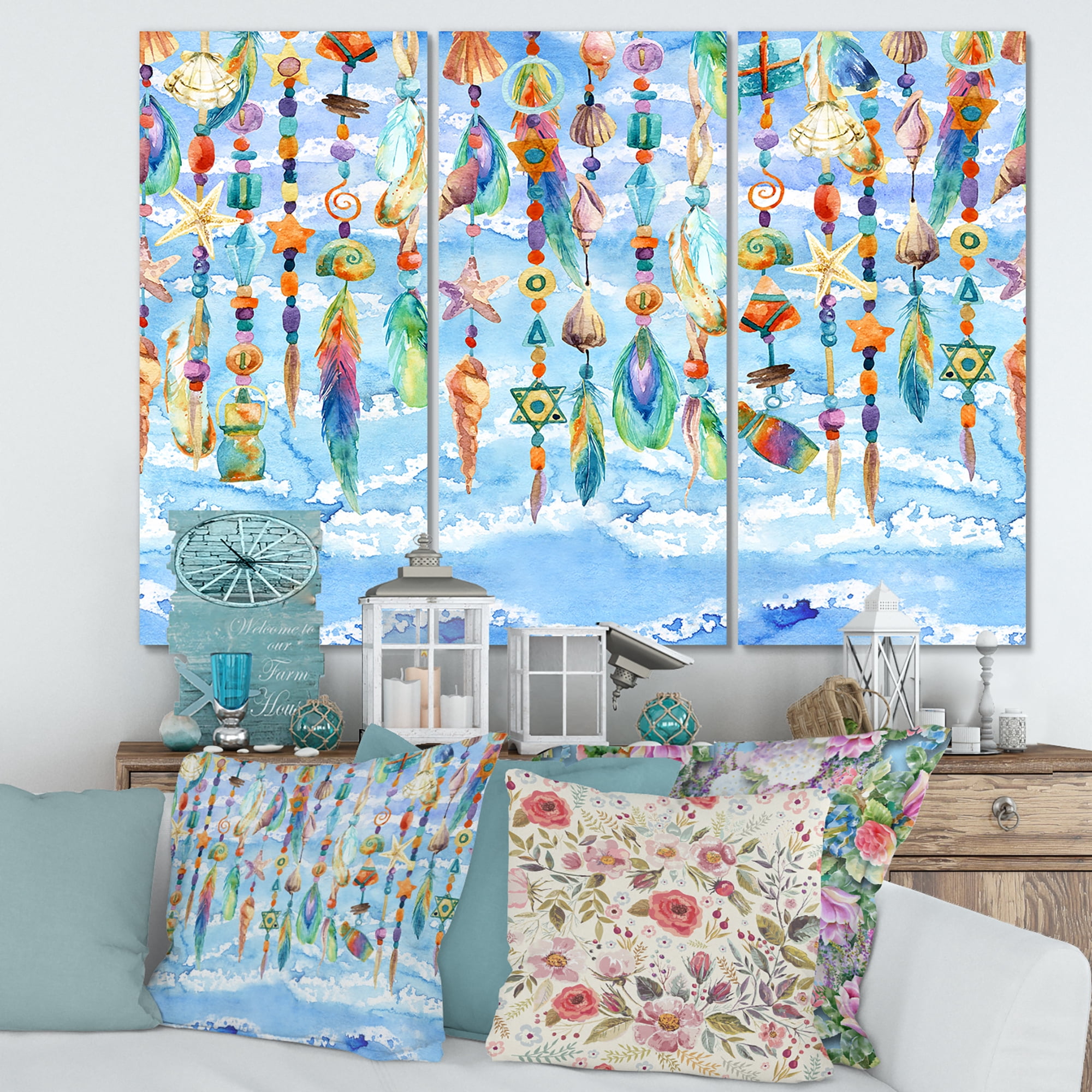 Designart ' Jewelry of Beads and Sea Shell ' Traditional Canvas Wall Art Print