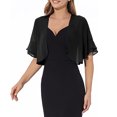 thumbnail image 6 of LEKODE Womens Lightweight Chiffon Cropped Bolero Shrug Open Front Ruffle Short Sleeve Casual Wedding Evening Dress Formal Outer Cover Up Black S, 6 of 7