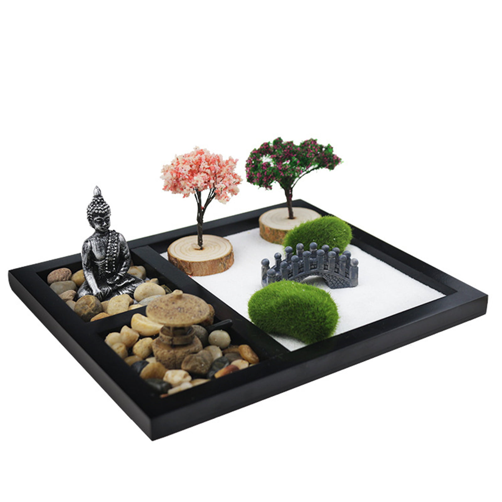 Desktop Tranquility Mini Japanese Zen Garden Kit for Home or Office Desk |  Office Decor Zen Garden Kit Improves Meditation | Includes Sand Tray