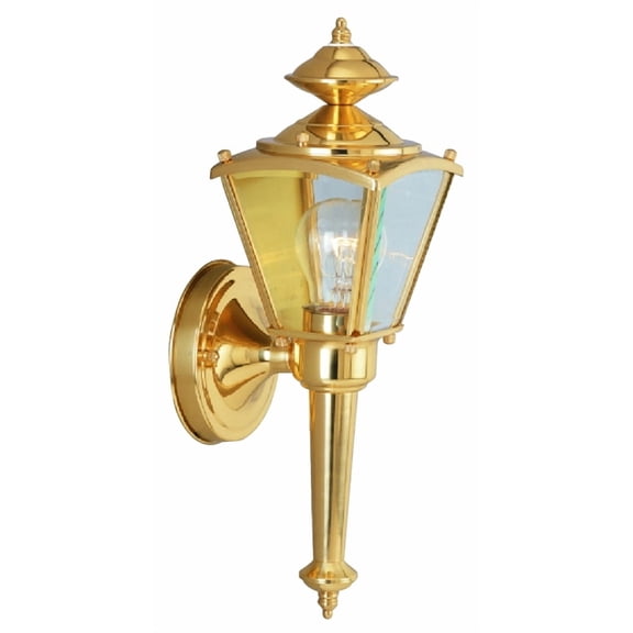 Boston Harbor 4003H-2 Outdoor Wall Lantern, 120 V, 60 W, Steel Fixture, Polished Brass Fixture