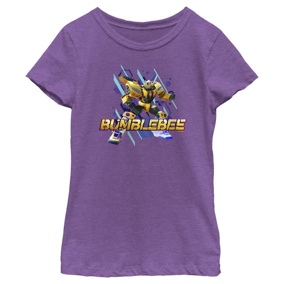 Girl's Transformers: EarthSpark Bumblebee Portrait Graphic Tee Purple Berry Medium