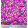 thumbnail image 1 of Soimoi Pink Cotton Cambric Fabric Flying Bird & Floral Decor Fabric Printed BTY 56 Inch Wide, 1 of 3