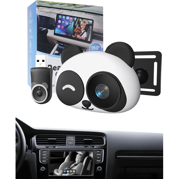 Car Camera Monitor,Wireless Backseat Baby Monitor for Infants, Car Babycam, Easy Installation, Plug & Play, 1080p HD, Split Screen, Navigation for Parents & Pet Owners, Infant Safety(A)