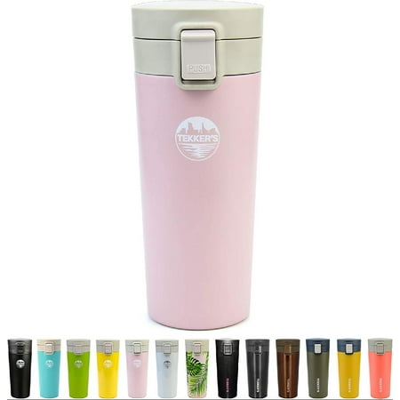 

TEKKER’S Insulated Coffee Mug Stainless Steel Tumbler 14 oz On The Go Coffee Travel Mug Vacuum Cup Cute Tea Flask Pink