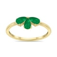 thumbnail image 2 of SZUL Women's Emerald Pear Shape Three Stone Ring in 10K Yellow Gold, 2 of 6