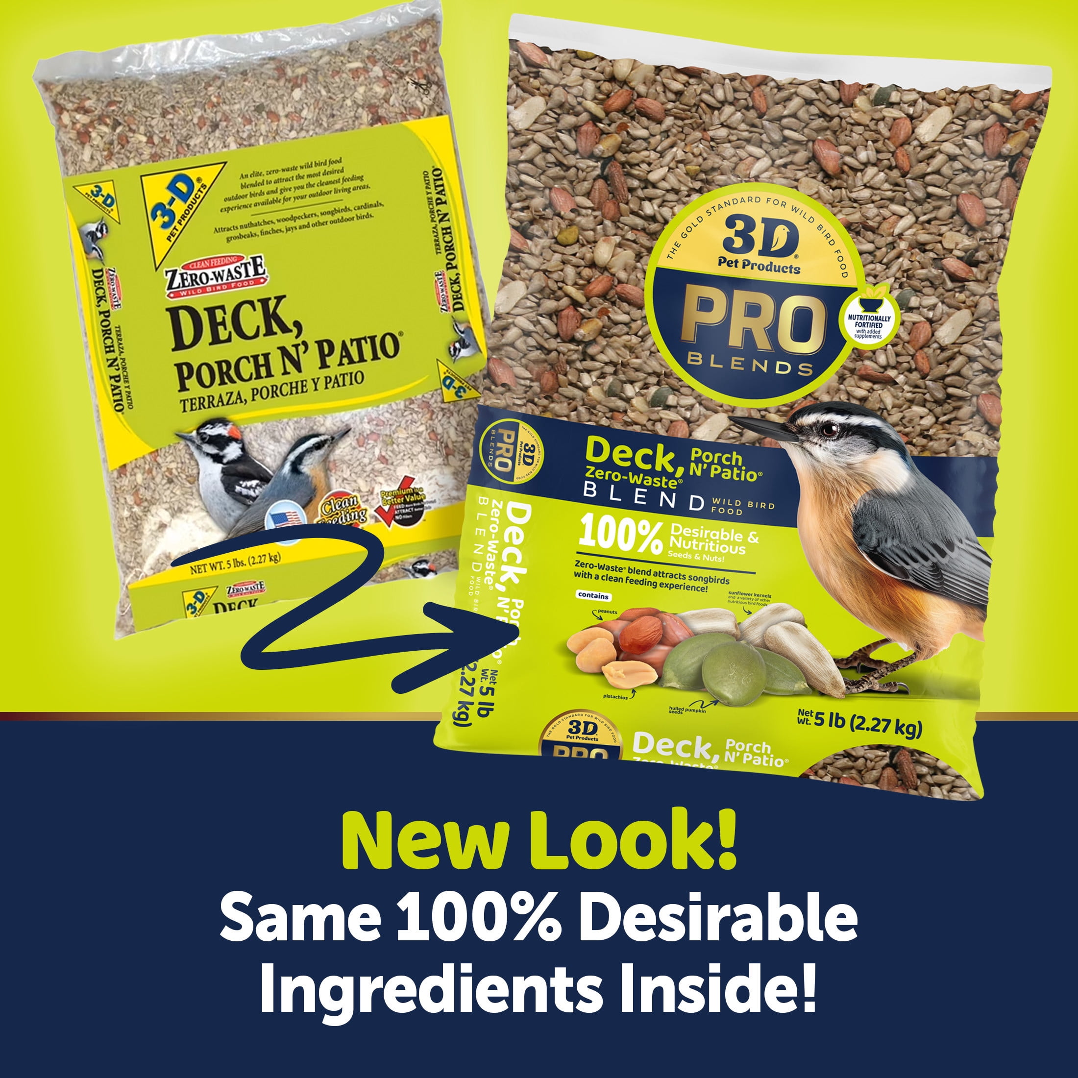 3-D Pro Blends Deck Porch N Patio® Zero-Waste® Blend, Wild Bird Seed Mix, 5 Pounds