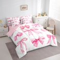 thumbnail image 3 of Feelyou Cartoon Pink Bowknot Bedding Comforter Set 7pcs, Girly Cute Bow King Bedding Sets, Dreamy Princess Theme Reversible Bed Sheets, Microfiber Bedroom Decor, 3 of 7