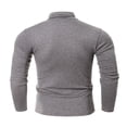 thumbnail image 3 of Fall Shirts for Men casual fashion solid color high collar long sleeve slim fit T-shirt, 3 of 5