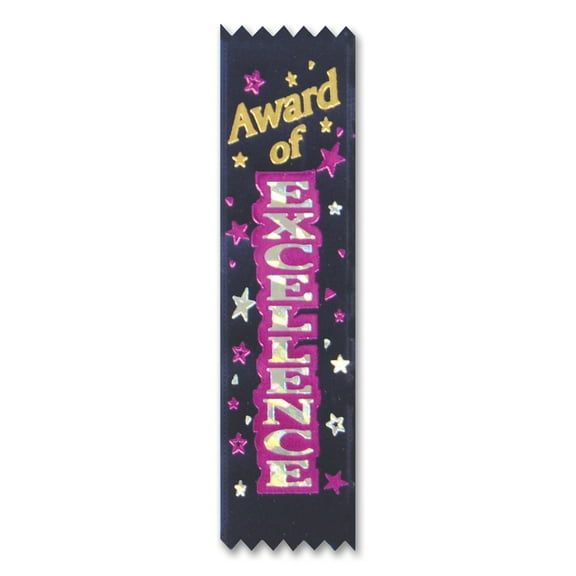 Pack of 30 Black "Award of Excellence" School and Sports Prize Ribbons 6.25"