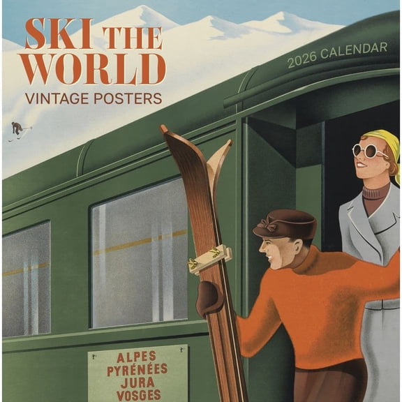 Pomegranate, Ski the World 2026 Wall Calendar, 12'' X 12'', 12-Month Calendar with Stapled Binding