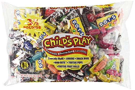 Tootsie Child's Play Variety Candies Pack, 3.5 Ib. Bag.  Peanut Free, Gluten Free. Contains Milk and Soy.