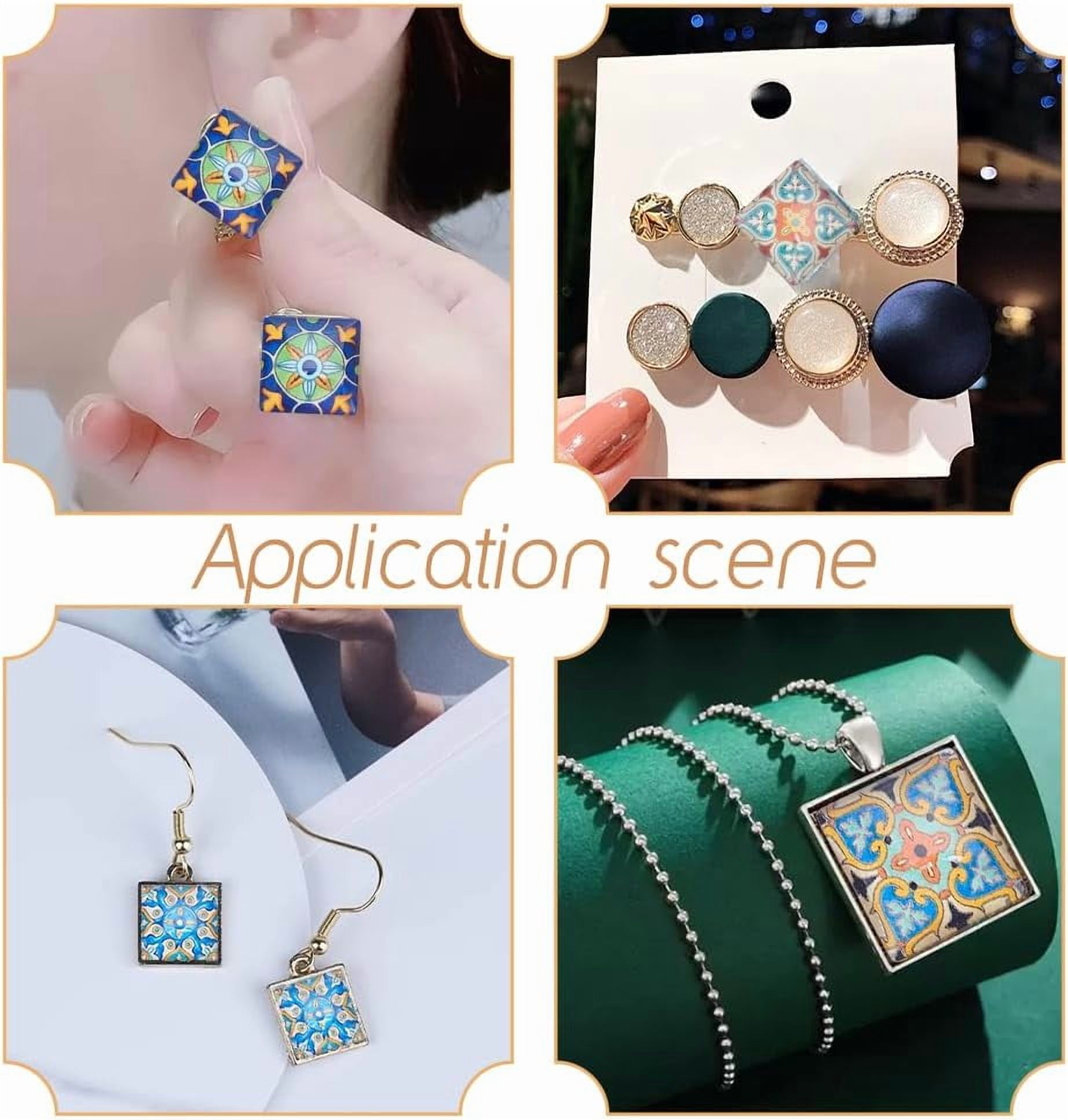 PH 1 Inch Square Mosaic Cabochons 48pcs Glass Cabochon Tiles Mosaic Printed Glass Dome Cabochons Flower Pattern Mosaic Tiles Supplies for Photo Cameo Pendant Crafts Jewelry Making Colorful DIY