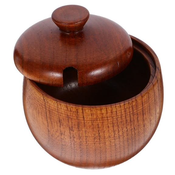Uonlytech 1Pc Brown Wooden Serving Bowl Fine Workmanship Food Container for Rice Noodles and Soup