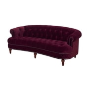 3 Piece La Rosa Chesterfield Tufted Velvet Sofa Set in Burgundy Red