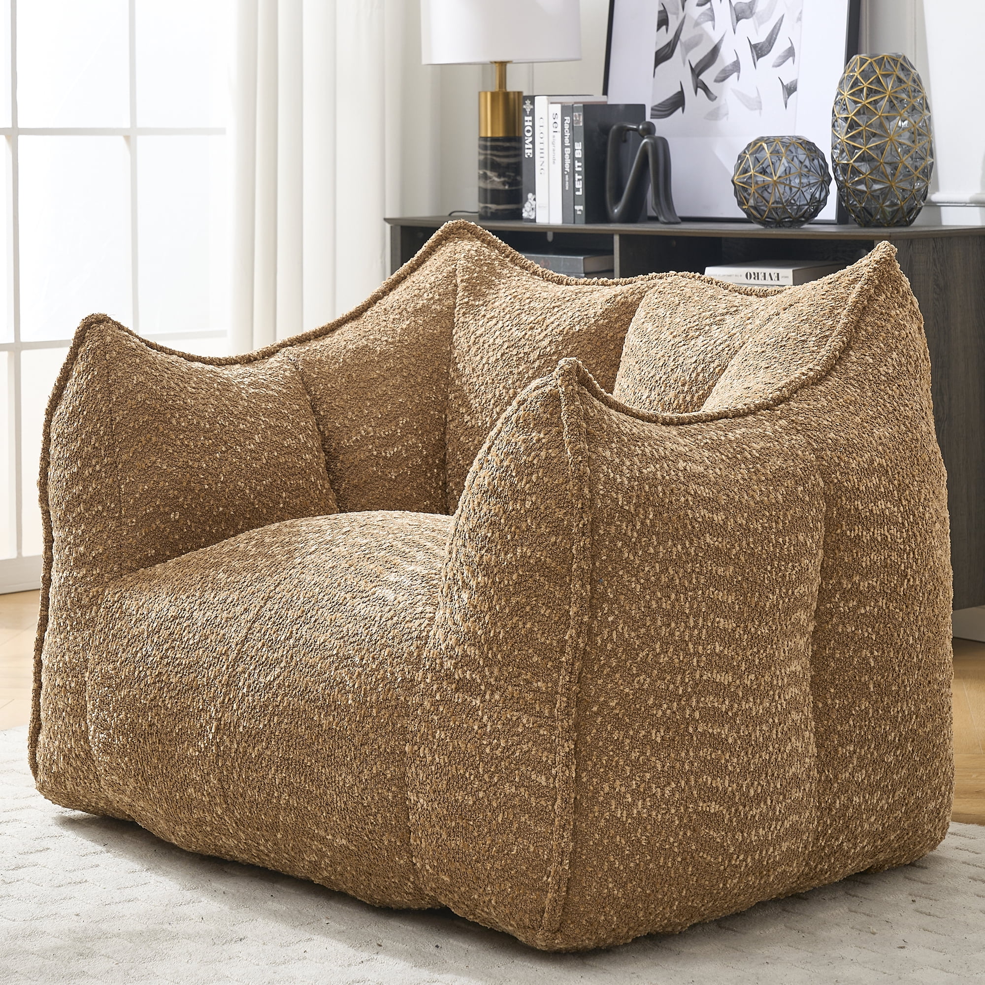 Newest Modern Chenille Bean Bag with Soft Cushioning - 2-Seater for Reading/TV Watching in Living Room/Study