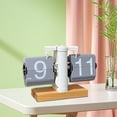 thumbnail image 4 of Reloj de escritorio plegable Reloj mecánico plegable Base de madera Decoración Reloj de mesa vintage Gris, 4 of 7