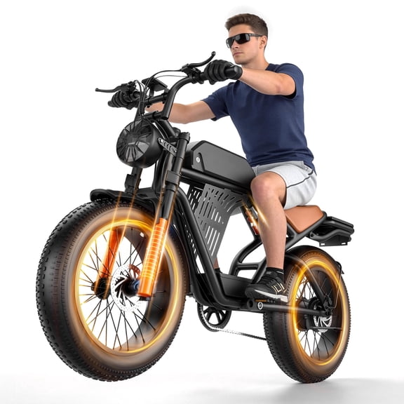 ASKGO Electric Bike for Adults, 750W Rated Electric Dirt Bike, 48V/20AH Electric Bicycle 28MPH, 20"x4" Fat Tire, 65 Miles & UL2849,Ages 16