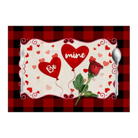 

Valentine Placemat Dinner Table Mat Stain Resistant Mat Table Heat Insulation Pad Valentine Table Pad Valentine Printed Bowl Dish Coaster Valentine s Day Wedding Holiday Party Placemats