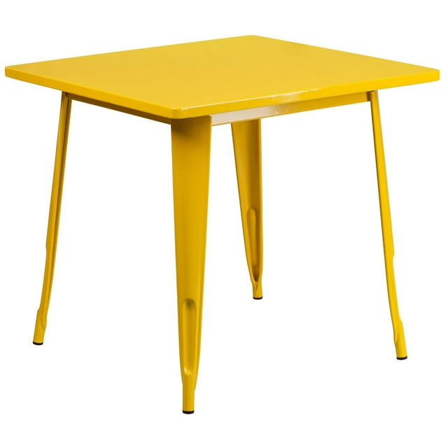 31.5'' Square Black Metal Indoor-Outdoor Table