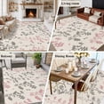 thumbnail image 5 of Pink Grey Botanical Area Rugs 5'x7', Small Throw Rugs for Laundry Room Playroom, Rustic Country Spring Floral Summer Leaf Indoor Outdoor Rug Non-Slip Low Pile Carpet Runner Reversible Floor Mats, 5 of 8