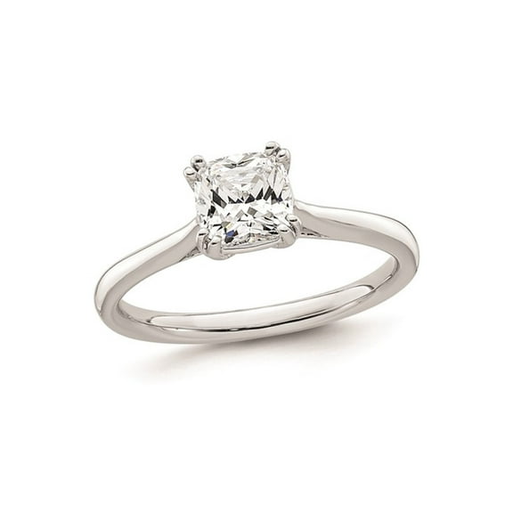 1.25 Carat (Ctw VS2-VS1, D-E-F) IGI Certified Cushion-Cut Lab Grown Diamond Solitaire Engagement Ring in 14K White Gold for Women