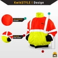 thumbnail image 2 of KwikSafety (Charlotte, NC) DISPATCHER Bomber Safety Jacket (FOLDABLE HOOD) Tri-Color Class 3 Hi Visibility Water Resistant ANSI OSHA Reflective Hoodie Warm Winter Gear Men | Orange/Yellow 2XL, 2 of 6