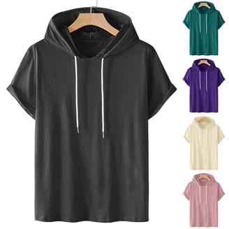 Men's Athletic Short Sleeve Hoodie – Lightweight Pullover Sweatshirt With Pocket – Casual Workout Shirt, Green