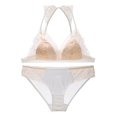 thumbnail image 2 of Gibobby Conjunto de lencería de encaje Bragas de satén para mujer, sexy, con costuras de cinta, sin espalda, lencería erótica(Blanco, XG), 2 of 5