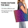 thumbnail image 3 of Bingfone Canvas Tote Bag for Women with Inner Pocket Aesthetic Cute Shopping Tote Bags Reusable Grocery Bags-Leopard Neon Rainbow Gradient, 3 of 9