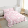 thumbnail image 3 of Manfei White Pink Butterfly Queen Comforter Set 3 Pieces for Girls, Animal Theme Bedding Sets, Cartoon Wildlife Bedding Comforter Set, Microfiber Bedroom Decor, 3 of 8