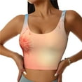 thumbnail image 2 of Haiem The Sunset of Dandelion Pattern Womens Sports Bra - U Neck Padded Low Impact Yoga Bra Workout Crop Top Gym Moisture-Wicking Workout Vest -Medium, 2 of 9