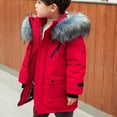 thumbnail image 4 of KAUOD Boys Winter Parka Coats Faux-F𝐮r Hood Waterproof Puffer Jackets Kids Toddler Padded Insulated Ski Outwear with Pockets, 4 of 5