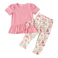 thumbnail image 5 of SGMVNU Toddler Baby Girls Clothes Set, Short Sleeve Ruffle Bowknot Top and Floral Pants 2Pcs Spring Summer Outfit, Size 3-4 Years, Red, 5 of 5