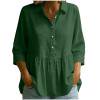 thumbnail image 6 of Edvintorg Summer Tops for Women Cotton And Linen Turndown Collar 3/4 Sleeve Casual Loose Shirts with Button Women's Blouses Army Green L, 6 of 6