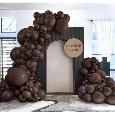Dark Brown Balloons Double Stuffed Balloon Garland Arch Kit Different Sizes 18/12/5In For Birthday Shower Boho Neutral Luau Mocha Cofede Party Decorations